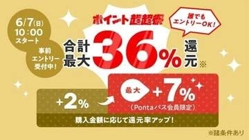 au PAY マーケットで「ポイント超超祭」7日～、最大36％還元やシュクレイで使えるクーポンなど