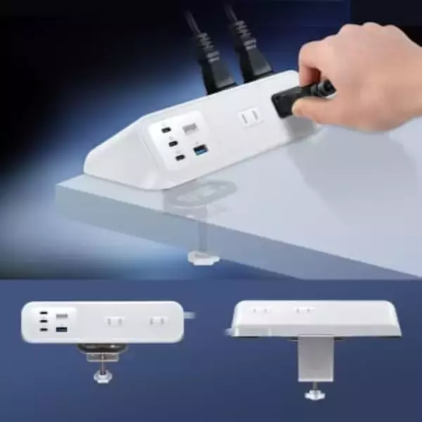 [スタパ齋藤の「スタパトロニクスMobile」]机にガッチリ固定できるUSB-ACタップが超便利でサイコー!!!