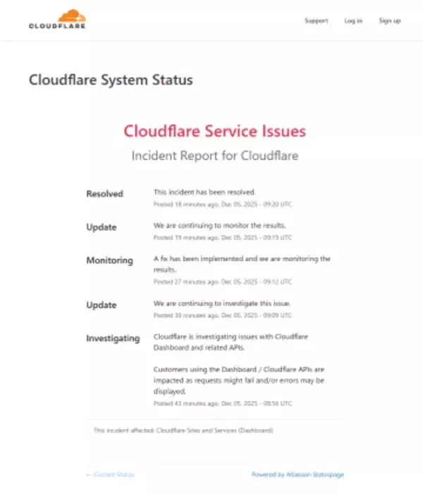 Cloudflareで一時障害発生、「メルカリ」「Canva」などに影響