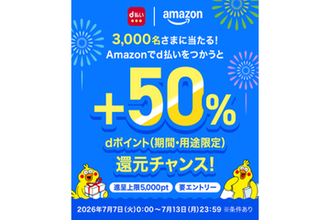 Amazonでd払い、抽選で最大5000ポイントを還元