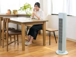 小泉成器、洗濯物の生乾き臭を抑えるタワーファン