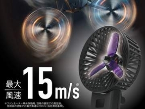 「爆風ハンディファン」ドローンの羽根とモーター搭載