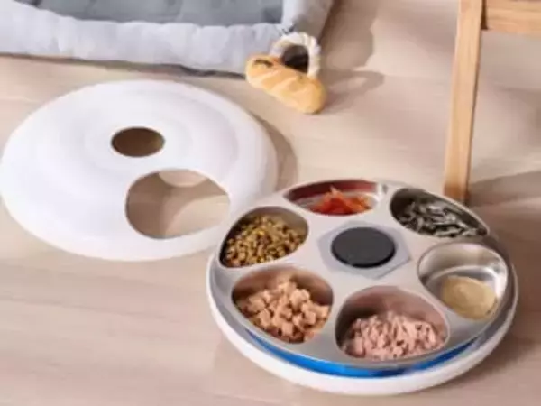 ウェットフードにも対応した自動給餌器　6食分入る