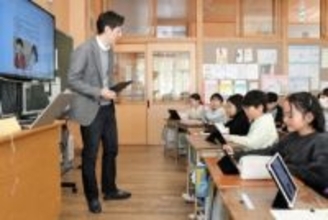 「ミヤシル」使って出前授業　宮城・富谷の成田東小　河北新報社作成のデジタル教材