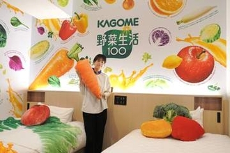 「カゴメ野菜生活100」ルームが仙台ワシントンホテルにお目見え