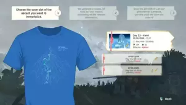 登山ゲーム『Cairn』プレイヤーの登頂記録をTシャツにプリントするサービスを開始