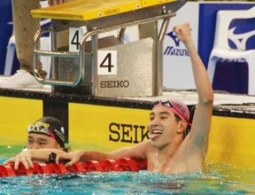 【全国高校総体】競泳・男子50m自由形　日大藤沢の1年生・バンス逞都が22秒99で優勝