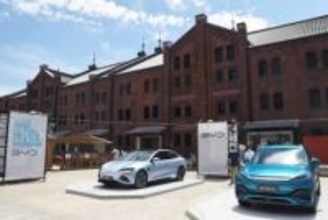 横浜・みなとみらい地区でEV巡り　日産にいすゞ、BYDなど各社しのぎ削る