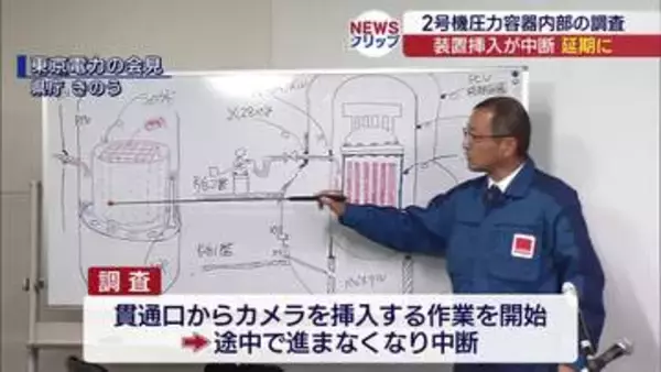 福島第一原発２号機の調査延期　カメラ挿入作業中に装置が停止(福島)