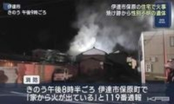 焼け跡から男性の遺体が…伊達市で住宅全焼　住民の男性（77）と連絡取れず（福島）