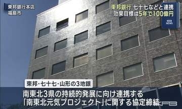 東邦銀行が七十七・山形銀行と連携協定（福島）