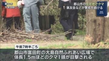 【速報】郡山市の逢瀬川のクマ追い払いは日没で中断　夜間の監視体制は継続（福島）