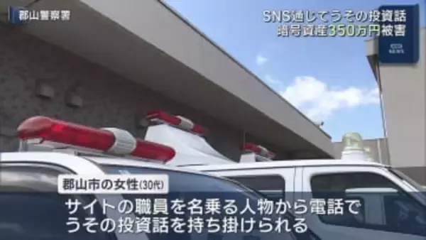 郡山市の女性（３０代）　SNS型投資詐欺で３５０万円の被害（福島）