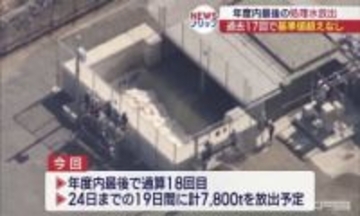 福島第一原発 年度内最後の処理水放出開始　基準超えトリチウム検出なし(福島)
