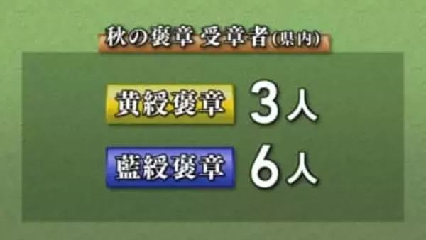 秋の褒章　宮城県関係者は９人受賞