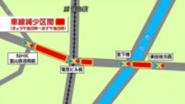 富山市中心部で今夜から24時間の交通規制　水道管漏水の緊急工事に伴い