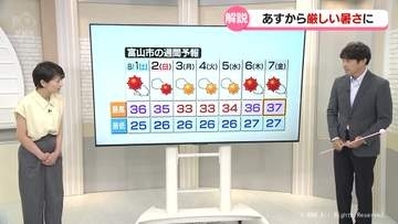 来週は気温高く推移　８日は３７度の猛暑日予想　熱中症に注意　梅雨明けは来週早々か　富山県