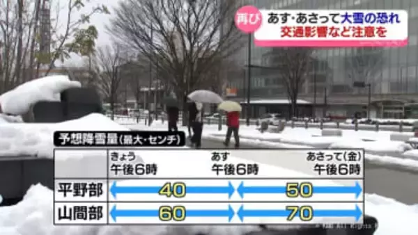 あす・あさって　再び大雪の恐れ　交通影響など注意を　富山