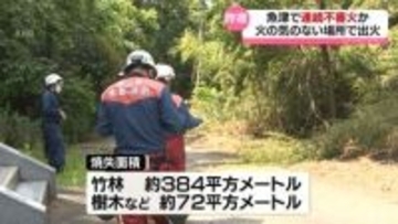 魚津で連続不審火か　昨夜　火の気ない道路脇の樹木や竹林を焼く