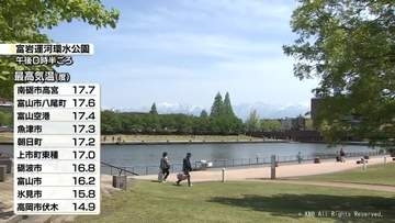 富山県内　広い範囲で晴れ　過ごしやすい一日に