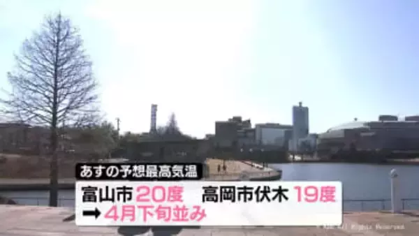 22日は季節先取りの暖かさに　なだれや落雪に注意　富山