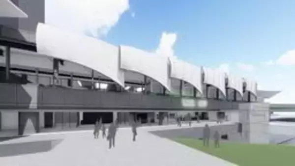 ポートライナー三宮駅　ホーム拡張、外壁取り払い開放的デザインに　29年度末完成目指す