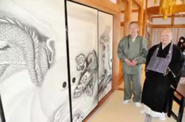 兵庫の古刹・明善寺、龍のふすま絵を披露　7年ぶり観梅茶会　三木市・善祥寺の住職が描く