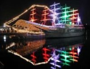 聖夜へ港に光のツリー　福良港で観潮船ライトアップ　兵庫・南あわじ