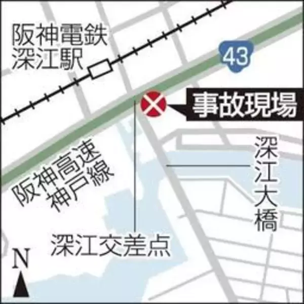 大型トラックから鉄板落下　後続のミニバイクに当たり女性が意識不明の重体　神戸の国道43号