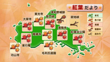 【山口天気 朝刊11/21】きょう21日(金)～土曜日～日曜日と絶好の紅葉狩り日和　寒暖差と空気乾燥には注意を　3連休最終日は天気下り坂