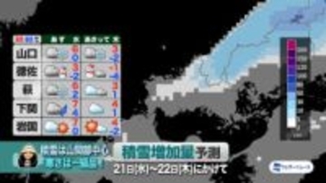 【山口天気 夕刊1/20】「大寒寒波」まだまだこれから…目先は一級品の寒さと山間部ほど積雪・凍結　週末には市街地も雪化粧か