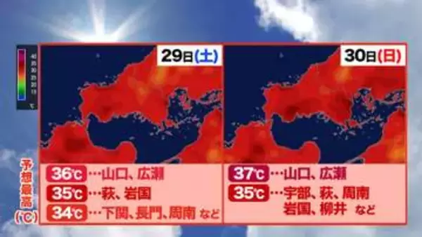 【山口天気 夕刊8/28】夏空復活! 夏休み最後の週末も熱中症に要注意 万全の体調で9月を迎えましょう