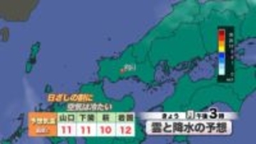 【山口天気 朝刊12/15】天気安定も 冬の寒さが続く一日 あす16日(火)の雨に備え 洗濯物はきょう15日(月)のうちに