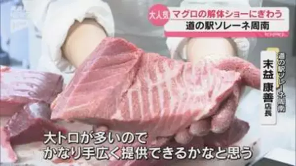 「自宅でマグロ丼を作りたい！」道の駅で75.5kgのマグロ解体ショー（山口・周南市）