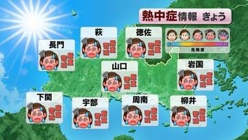 【山口天気 朝刊7/9】梅雨明け2日目は一段と太陽ギラギラ感増す　熱中症には「厳重警戒」