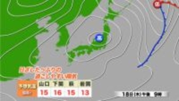 【山口天気 朝刊12/18】洗濯日和の晴天 日中は気温が高く 過ごしやすい陽気に 来週にかけて再び天気は周期変化