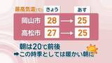 「【天気予報】21日の最高気温は平年並みの25℃　急な強い雨や落雷に注意　岡山・香川」の画像1