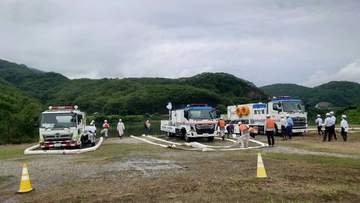 大雨による災害に備え　国交省岡山河川事務所と和気町が吉井川で合同訓練