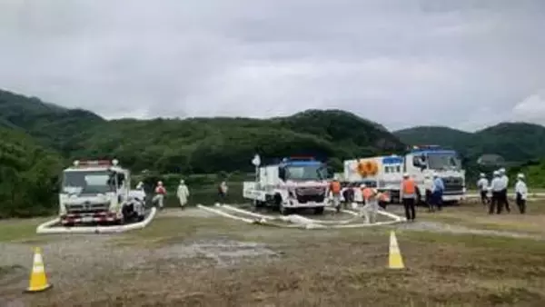 大雨による災害に備え　国交省岡山河川事務所と和気町が吉井川で合同訓練