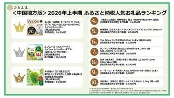 【中国地方版】2026年上半期 ふるさと納税人気返礼品ランキング　岡山・津山市の「トイレットペーパー」が1位
