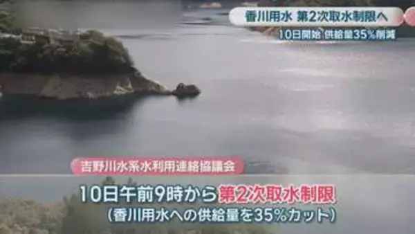 10日午前9時から第2次取水制限開始　香川用水への供給量35％カット