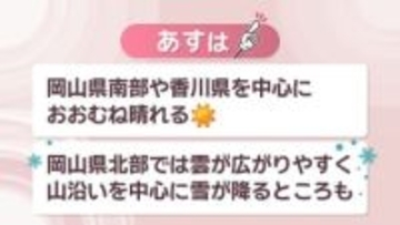 【天気予報】29日も岡山県南部や香川県を中心におおむね晴れる見込み