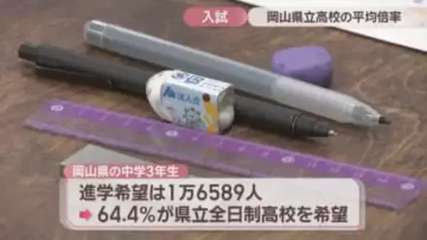 岡山県立全日制高校の平均倍率1.01倍で過去最低　第2次進路希望調査
