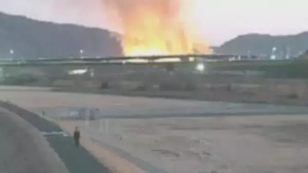 高梁川の河川敷で火事　推定5haで枯れ草が焼ける　けが人や建物への被害なし　岡山・総社市