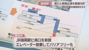 JR端岡駅の南口と駅前広場を整備　高松市が基本構想案を示す　エレベーター設置しバリアフリー化も