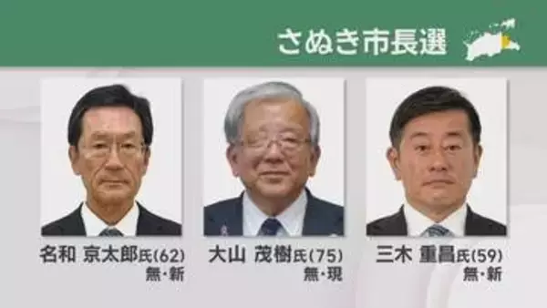 任期満了に伴うさぬき市長選は現職と新人2人の争い 26日朝から投票進む