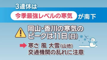 【天気予報】成人式は極寒に…今季最強レベルの寒気　ピークの11日(日)は大雪の予想　岡山・香川