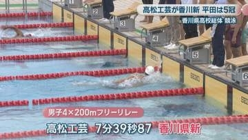 【香川県高校総体】競泳　平田統也選手(高松工芸2年)が5冠　200m自由形の県新記録も
