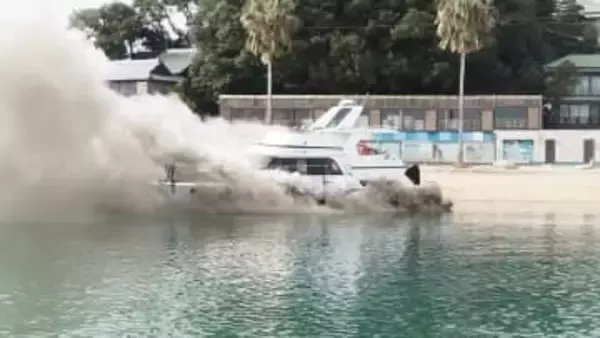 瀬戸内市の牛窓海水浴場の沖でプレジャーボートの火災　けが人なし　岡山県