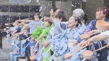 岡山市で今季県内最高の37.6℃　市役所では浴衣姿で「打ち水」も